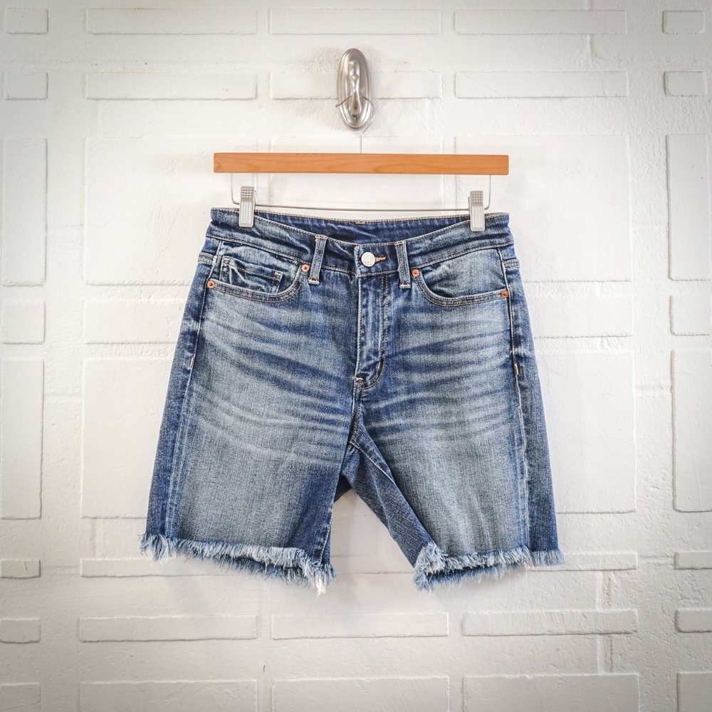 BKE Women's Blue Distressed Denim Jean Shorts